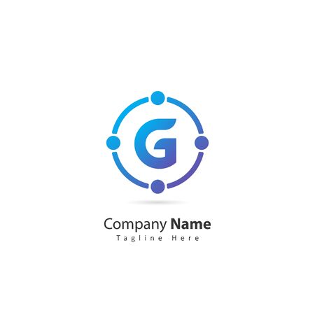 initial letter g logo with circle and dot element. design vector illustration people logo. logo for company. iconのイラスト素材