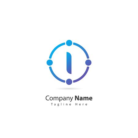 initial letter i logo with circle and dot element. design vector illustration people logo. logo for company. iconのイラスト素材