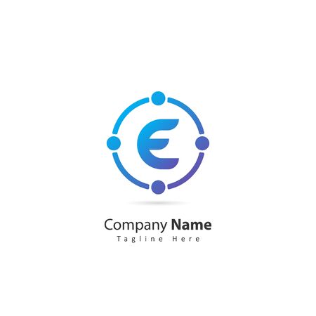 initial letter e logo with circle and dot element. design vector illustration people logo. logo for company. iconのイラスト素材