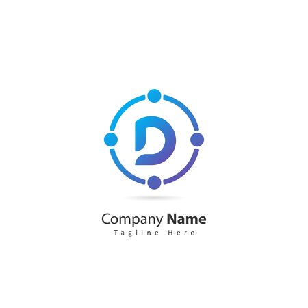 initial letter d logo with circle and dot element. design vector illustration people logo. logo for company. iconのイラスト素材