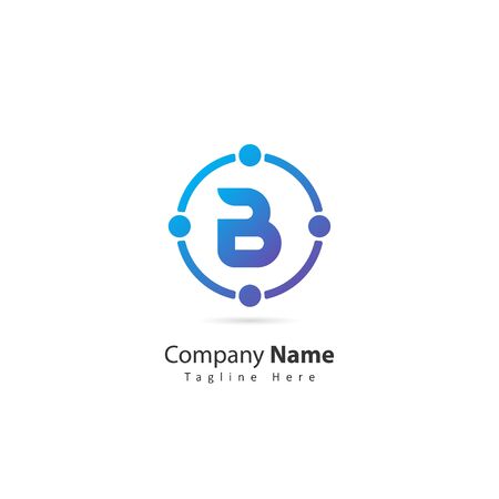 initial letter b logo with circle and dot element. design vector illustration people logo. logo for company. iconのイラスト素材