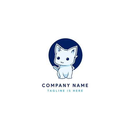 cute little cat logoのイラスト素材