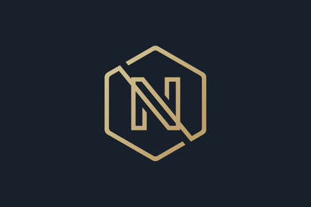 N logo . Letter N logo design . modern letter N line logotype . vector illustrationのイラスト素材