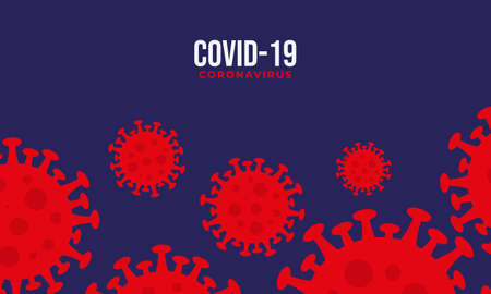 flat covid background design , red corona virus background illustration designのイラスト素材