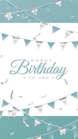 birthday celebration background. happy birthday background design. modern birthday card using green tosca colorのイラスト素材