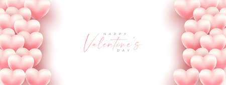 Valentines day banner in pink background with wishing happy holiday, modern style.Template for flyer, invitation and greeting card for holiday. Vector illustration.のイラスト素材