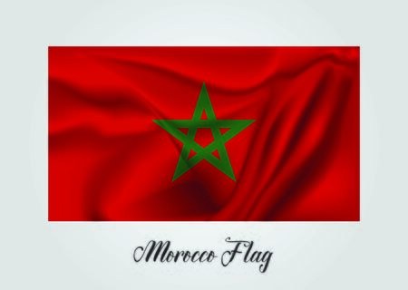 Background with 3d waving flag of Moroccoのイラスト素材