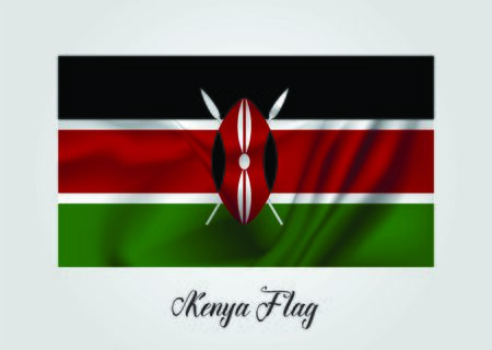 Background with 3d waving flag of Kenyaのイラスト素材