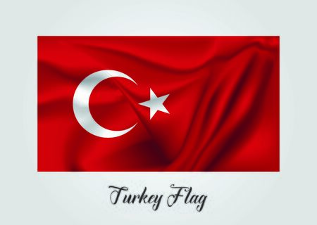 Background with 3d waving flag of Turkeyのイラスト素材