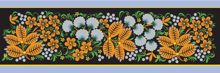 Ornamental flowers, Arabic Floral Border. Traditional Islamic Designのイラスト素材