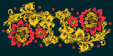 Ornamental flowers, Arabic Floral Border. Traditional Islamic Design