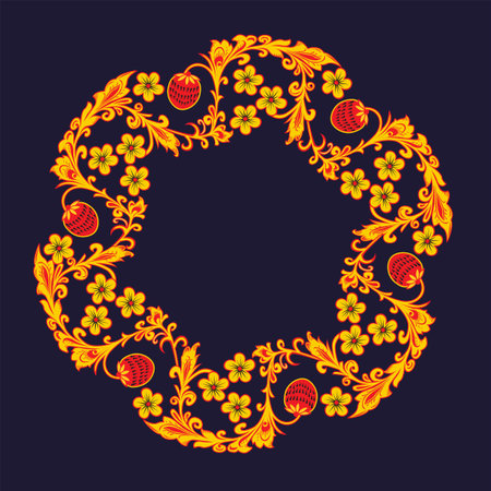 Ornamental flowers, Arabic Floral Border. Traditional Islamic Designのイラスト素材