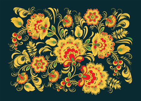 Ornamental flowers, Arabic Floral Border. Traditional Islamic Designのイラスト素材