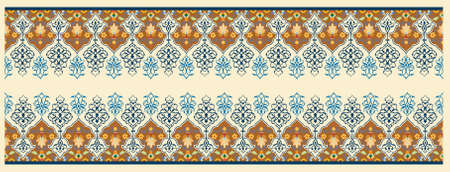 Ornamental flowers, Arabic Floral Border. Traditional Islamic Designのイラスト素材