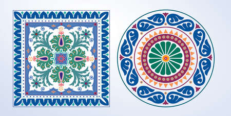 Ornamental flowers, Arabic Floral Border. Traditional Islamic Designのイラスト素材