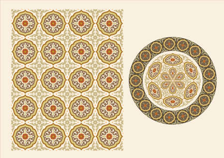 Ornamental flowers, Arabic Floral Border. Traditional Islamic Designのイラスト素材