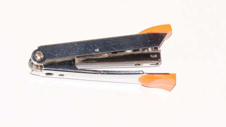 Close up of Stainless stapler isolated on white backgroundの写真素材