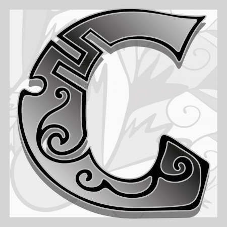 Handwritten version, decorative curled letters Cのイラスト素材