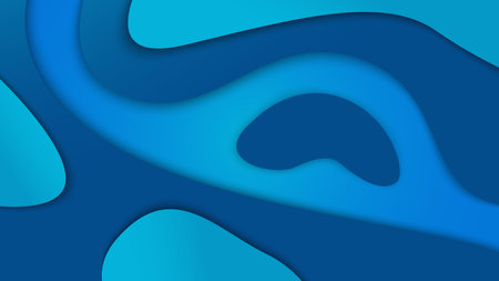 3D abstract paper cut background. Blue and cyan gradient color. Simple realistic design. Beautiful template. Flat style vector illustration.のイラスト素材