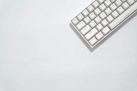 Top view of white mechanical keyboard, white keyboard with various layouts isolated on a white...