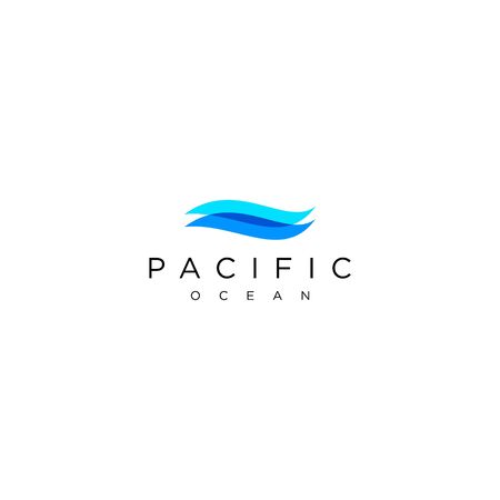 Simple logo design of wave or ocean with white backgroundのイラスト素材