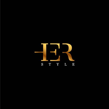 Luxury text logo design of HER with gold and clean background -  - Vector.のイラスト素材