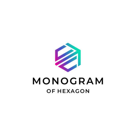 Modern, unique and simple about hexagons and monogram letters created with geometric lines.のイラスト素材