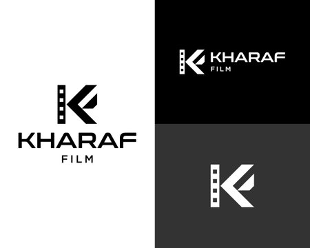 Letter KF monogram film production cinema industry logo design.のイラスト素材