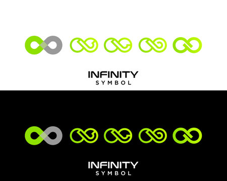 Infinity symbol continuous shape technology logo design.のイラスト素材