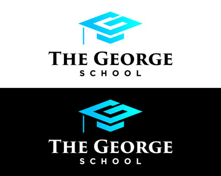 Letter G monogram academic hat university education logo design.のイラスト素材