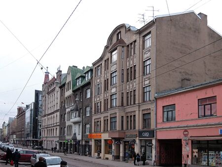 Riga, historic quarter on Terbatas streetのeditorial素材