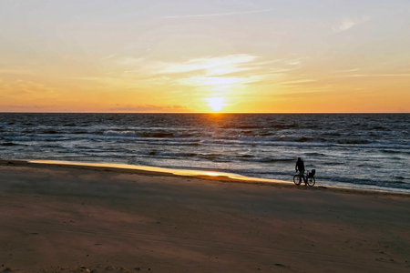 Sunset on the Baltic coast, a pleasant evening, philosophyの写真素材