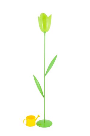 Decoration flower with yellow watering canの写真素材