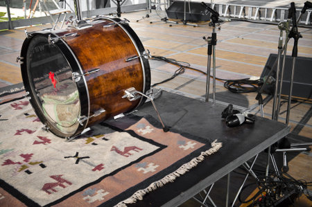 Drums setup in a open live concertの写真素材
