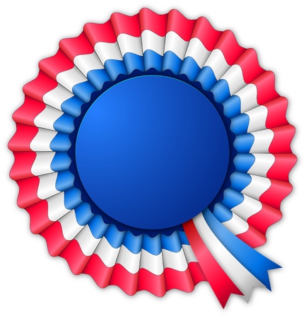 Blue red and white blank rosette with ribbon isolated on whiteのイラスト素材