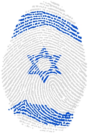 Israel fingerprint passport  flag on white paperの写真素材