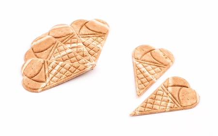 Wafer ice cream cone decoration on white backgroundの写真素材