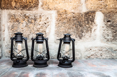 three lanterns in Santa Catalina Monastery, Arequipa, Peruの写真素材