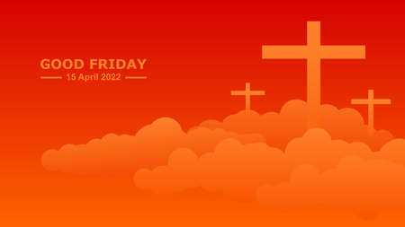 Good Friday. Crucifixion Of Jesus Christ illustration. You can use this asset for background your content like as Worship, Greeting Card, Banner, Live Streaming, Presentation, Webinar and anymore.のイラスト素材