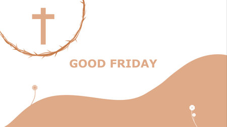 Happy Easter Day illustration. You can use this asset for background your content like as Worship, Poster, Template, Banner, Card, Social Media, Banner, Live Streaming, Presentation, Webinar anymore.のイラスト素材