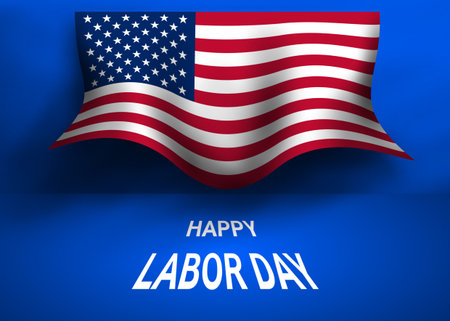 Happy Labor Day abstract background with waving 3D effect of USA flag. You can use this asset for...