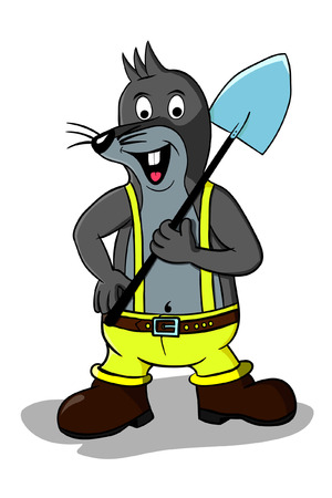 Funny mole with shovelのイラスト素材