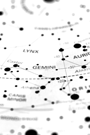 Gemini on a star mapの写真素材