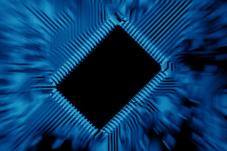 Abstract image of an electronic circuit board with blur