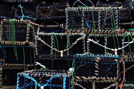 Lobster crab pots stacked on each otherの写真素材