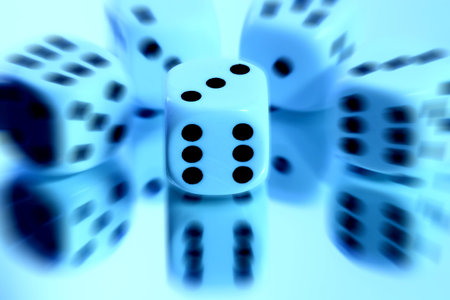 Dice reflected with motion blurの写真素材