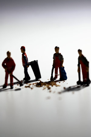 Miniature scale model street cleaners backlit