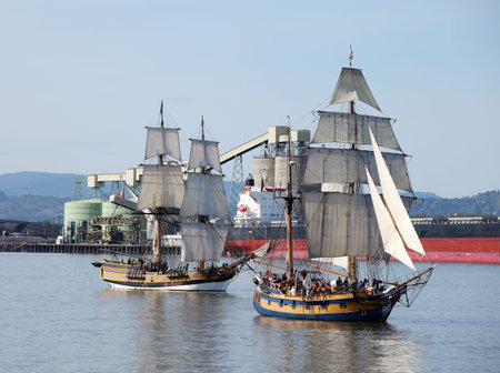 Galeon sailing on the Columbia river near Longview WA. 