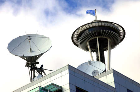Satellite dish   Space needle, telecommunication media center のeditorial素材