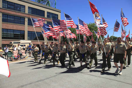 PORTLAND - JUNE 12  Rose Festival annual parade through downtown June 12, 2010 in Portland, Oregon  Recreational entertainment near the riverfront のeditorial素材